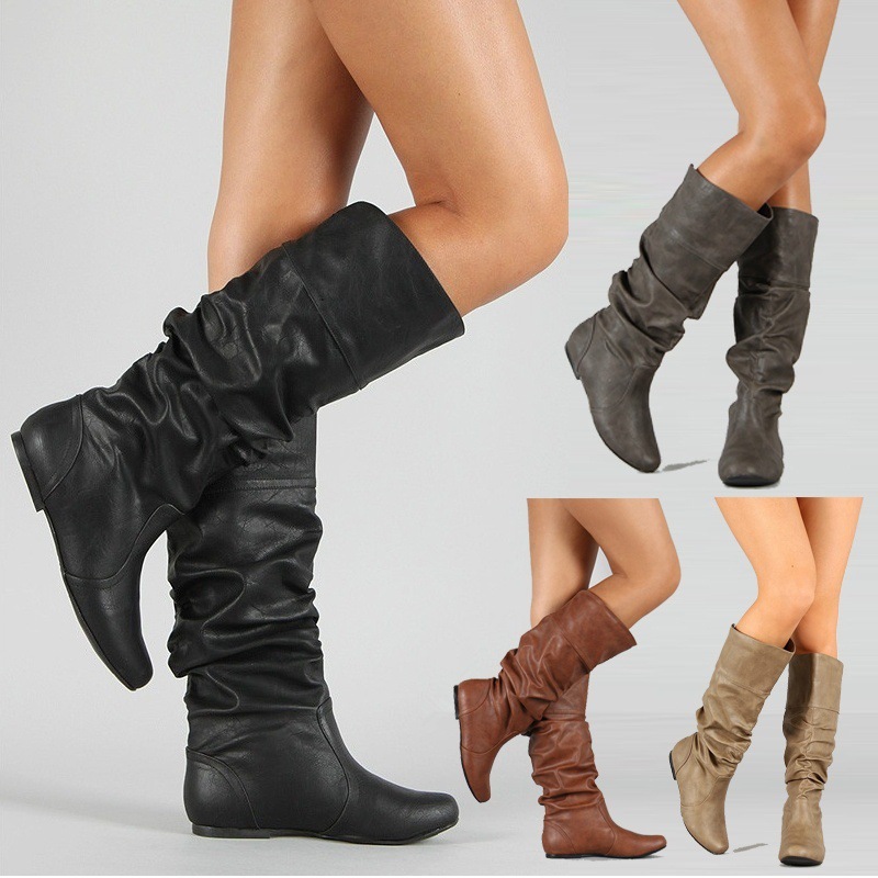 Женские ботинки Женщина Flat Women Long Boots Ladies Leady Shoes