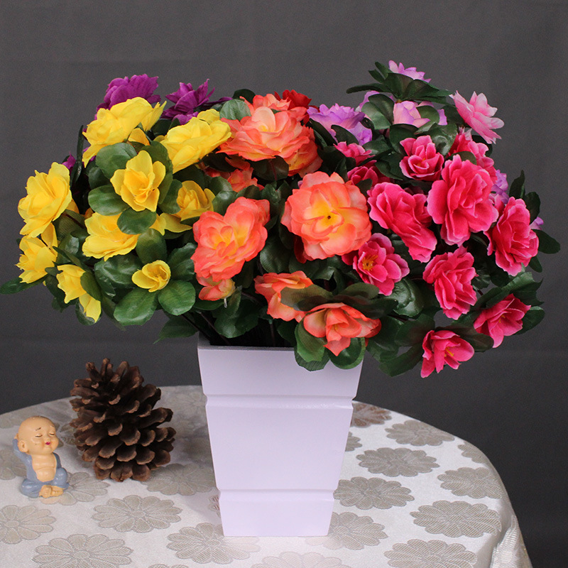 Симуляция Rhododendron Оптовая 7 вилка Yingshan Red Fake Flower Living Rentle Mall Mall Outdoor Clowerd Decore Project