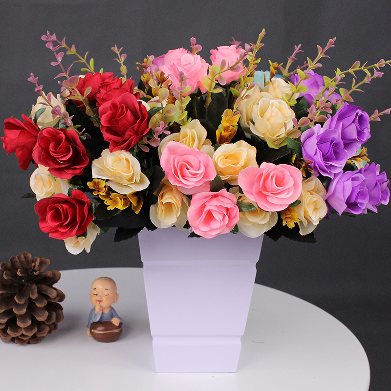 Speat New Product Simulation Flower 12 головы с двойной розовой розовой европейской стиль -стилем розовая роза украшения свадебные цветы