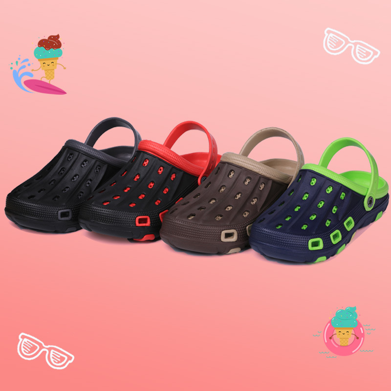 (Оптовые продажи), мужские летние тапочки в стиле Crocs, нескользящие пляжные мюли для отдыха на платформе, мягкая подошва, закрытый носок