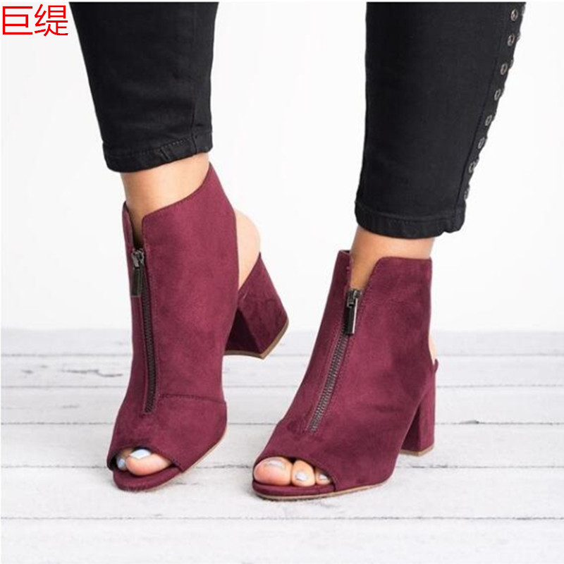 (Трансграничная торговля), босоножки, коллекция весна 2020 года, wish, Amazon, европейский стиль, большой размер, широкий устойчивый каблук
