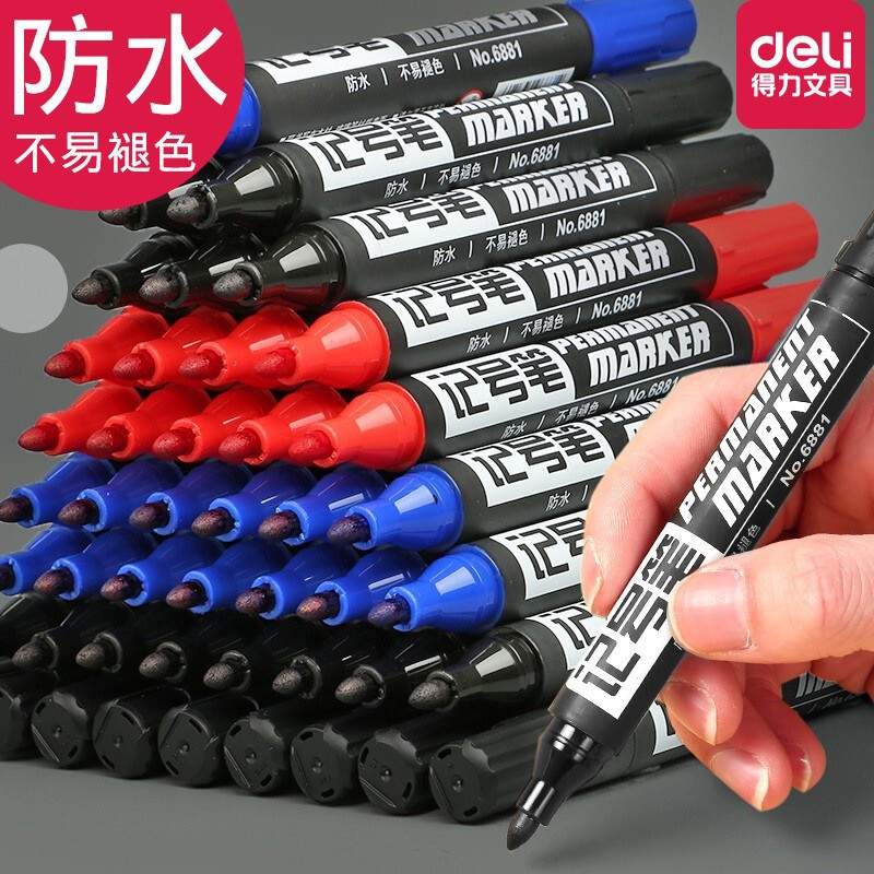 Deli Mark Pen Black 6881 Толстая головная ручка на базе ручки с красной логистикой курьерская ручка оптом