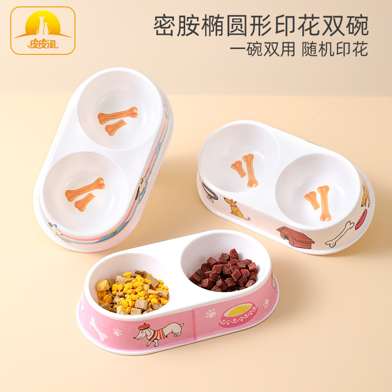 Spot Wholesale Pippi Cross -Bordder Pet Searder Овальная печать в плохую печати плотно плотно амин Double Bowl