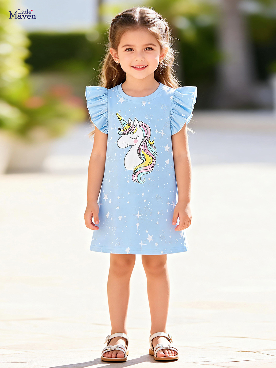 Little maven (Трансграничная торговля), летнее мультяшное детское платье, европейский стиль, в западном стиле