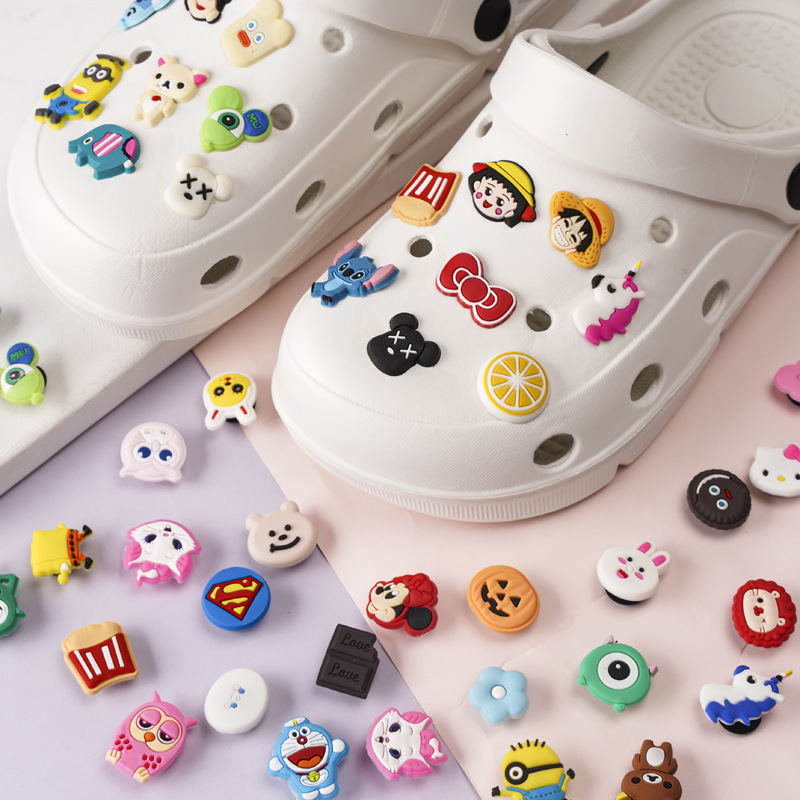 Тапочки в стиле Crocs, пряжка для обуви, мультяшный аксессуар из ПВХ, комплект, DIY, (в наличии на складе)