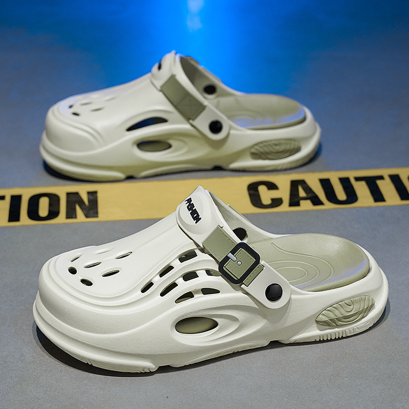 Летние нескользящие тапочки в стиле Crocs, ультрамягкие пляжные спортивные босоножки для выхода на улицу, подходят для носки на улице, закрытый носок, большой размер