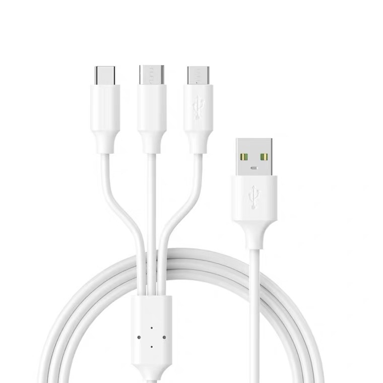 Три в одном зарядный кабель Белый провод подходит для Apple Android Type-C One Trang Three Liquid Multifunction 3A кабель данных 3A