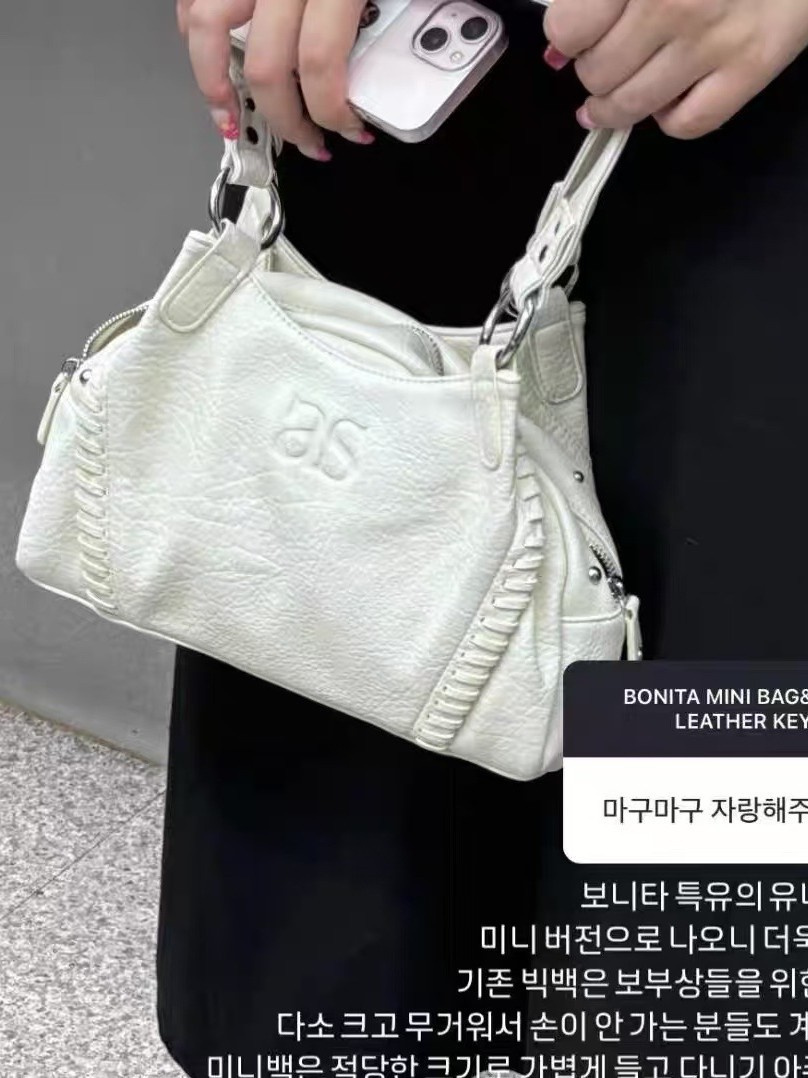 Блогер Ason Spear Bag Blogger в той же модели Южная Корея 24FW Кожаная лапша Мини Мини Локомотив Плечо Плечеконог