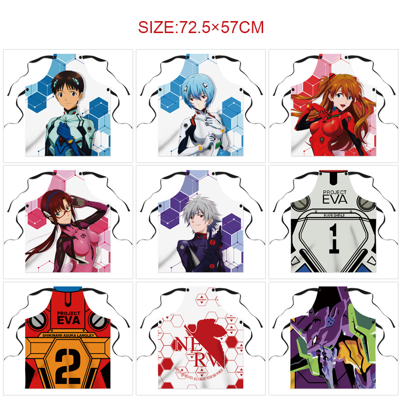 Фартук и пояс с периферийным принтом Neon Genesis Evangelion. Креативный водонепроницаемый и необрастающий фартук с бретельками для кухни и дома.