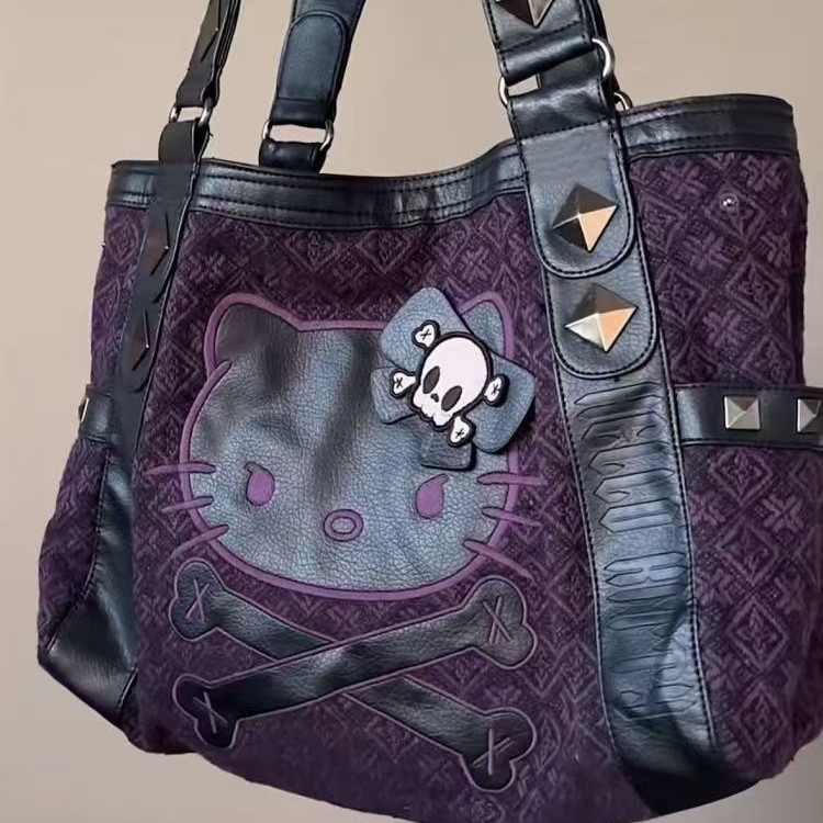 Hello Kitty, сиреневая сумка подмышку, барсетка, демисезонная сумка на одно плечо
