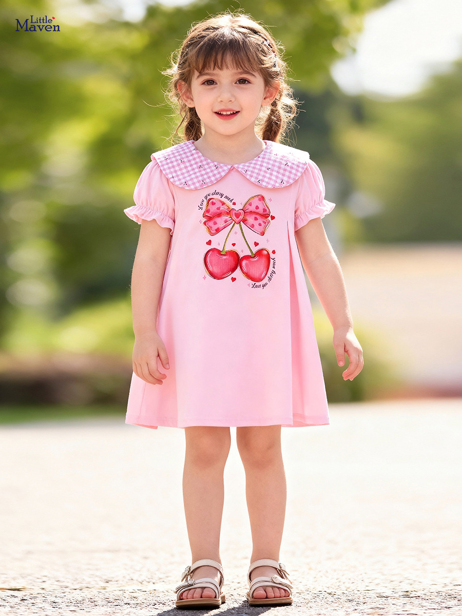 Little maven (Трансграничная торговля), (Оптовые продажи), летнее детское милое платье, (в наличии на складе), короткий рукав, европейский стиль