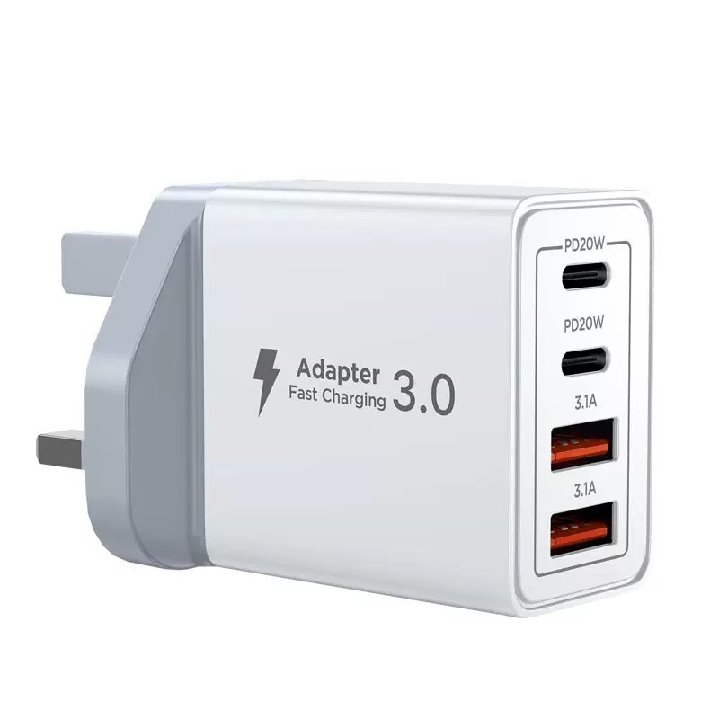 Популярное британское стандартное многопортовое зарядное устройство USB мощностью 55 Вт, сертифицированное зарядное устройство с четырьмя портами PD20W, двумя портами USB3.1A и четырьмя портами.