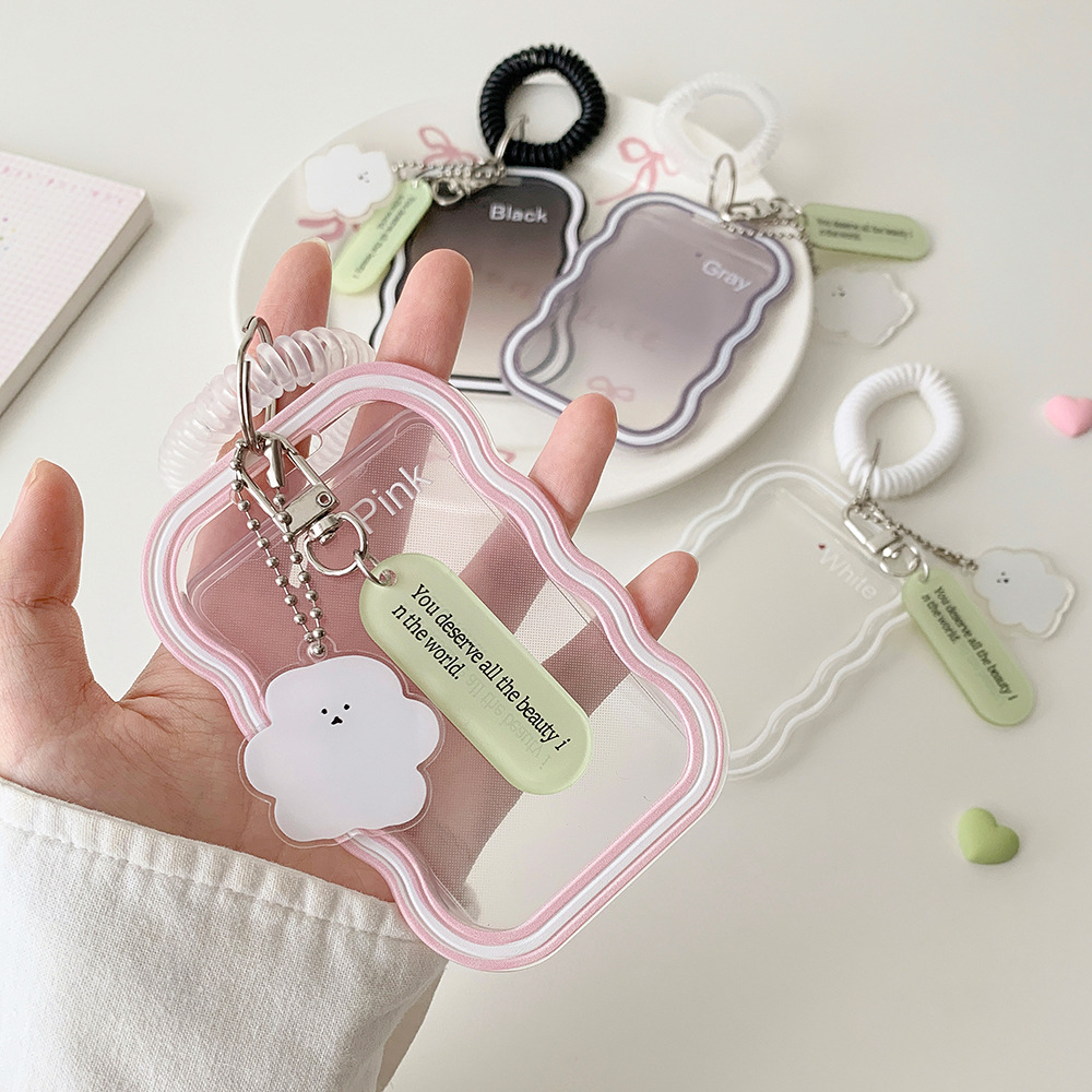 Hisocute Прозрачный держатель для карт с изображением волны, студенческая карта доступа, держатель для карточек для еды, держатель для карточек в погоне за звездой, маленький держатель для карточек