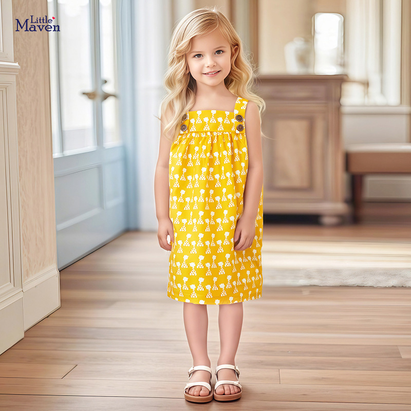 Little maven (Трансграничная торговля), милое хлопковое платье-комбинация, юбка, детское платье, европейский стиль