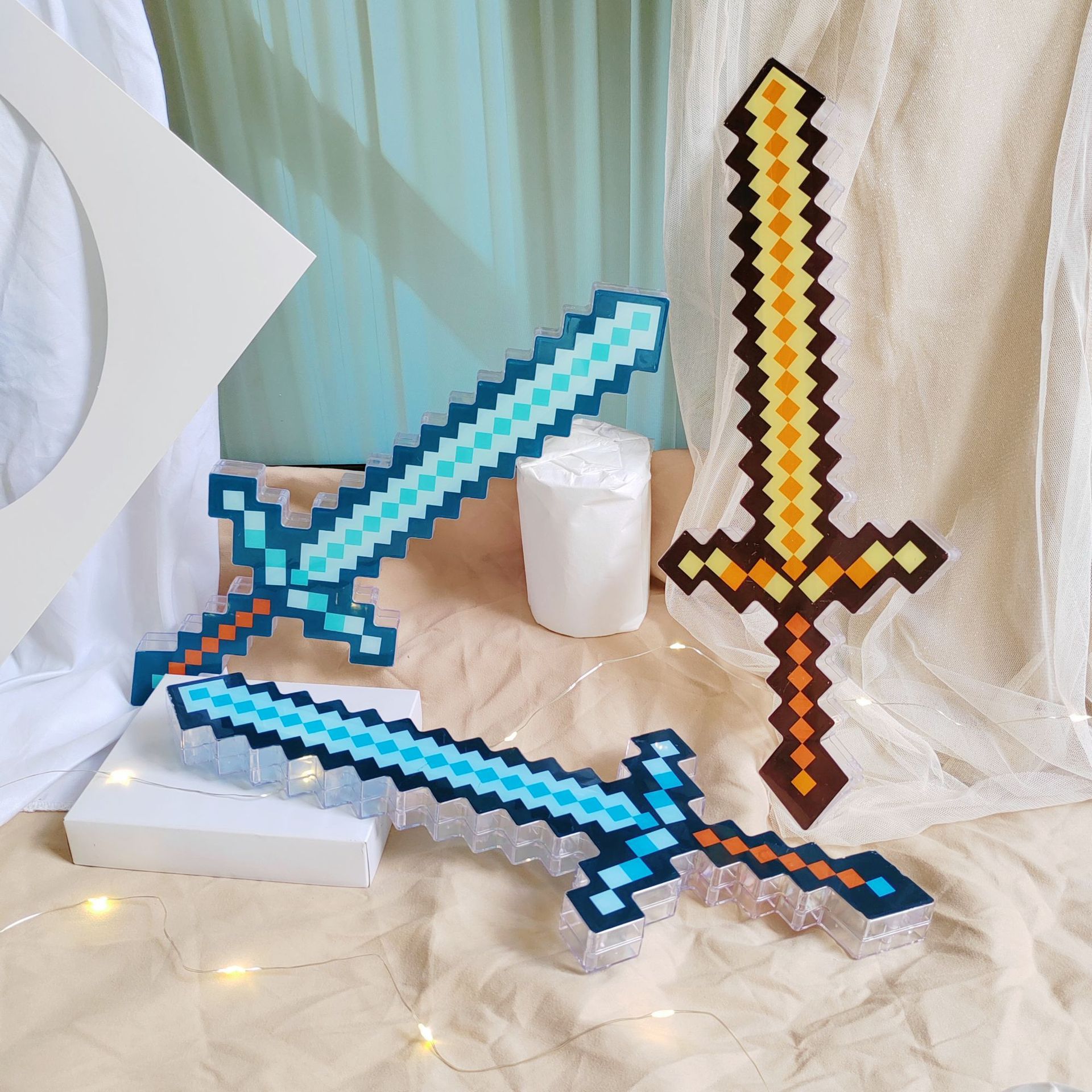 Алмазный меч, игровая игрушка, квадратный детский светящийся хрустальный меч, игрушечный нож для мальчика