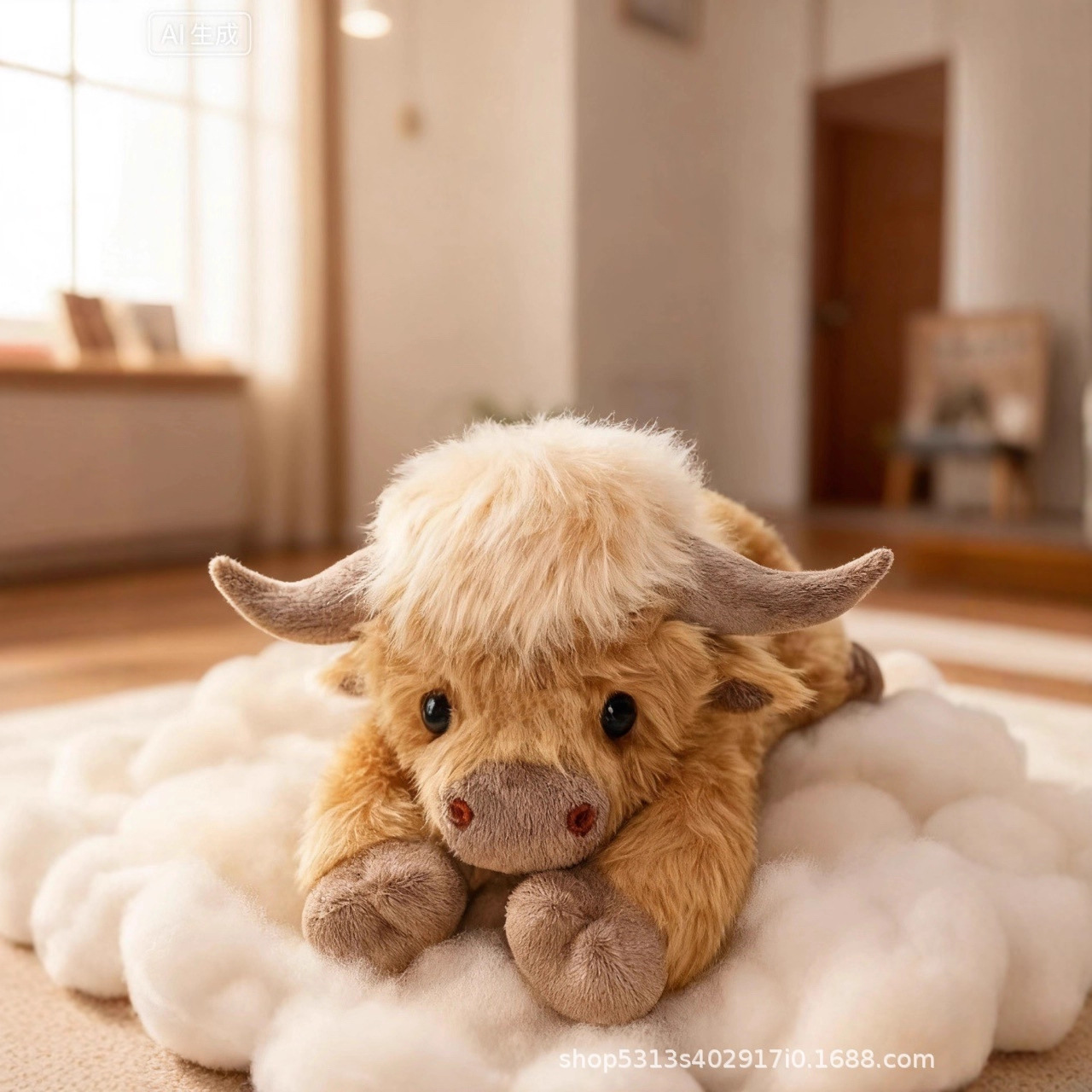 Трансграничная новая плюшевая игрушка Highland Cow с подогревом, плюшевая игрушка из шотландской Хайлендской коровы, длинный як