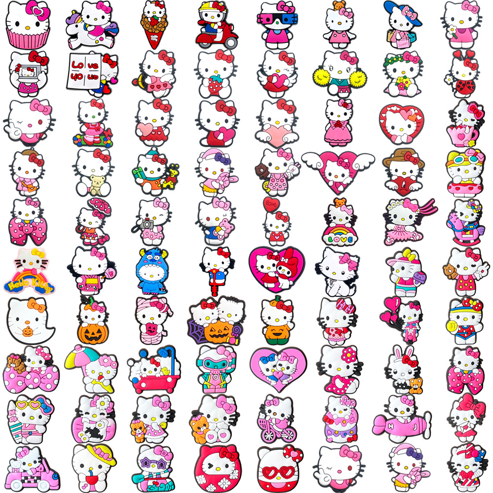 Hello kitty, милый комплект, тапочки в стиле Crocs, аксессуары для школьников и студентов, 78 шт, DIY