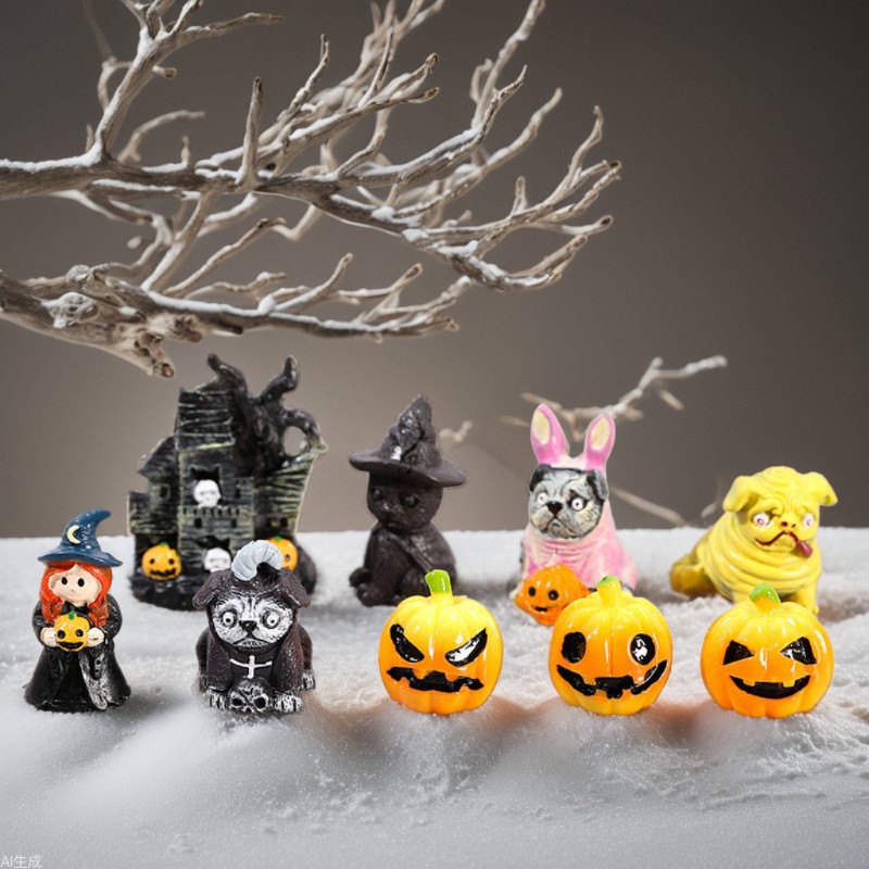 Новые Хэллоуин Маленькие украшения Микро -ландшафт DIY Crystal Ball Accessories смола небольшие украшения