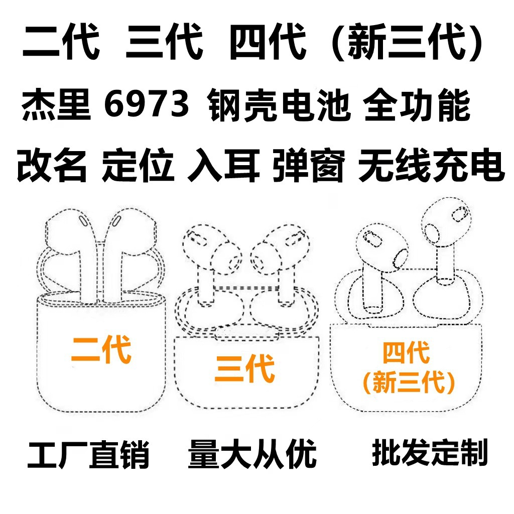 Беспроводная Bluetooth-гарнитура Huaqiangbei Jerry Pro2, седьмое поколение 8, четыре ANC, шумоподавление pro3, беспроводная зарядка, полнофункциональная, 6-е поколение