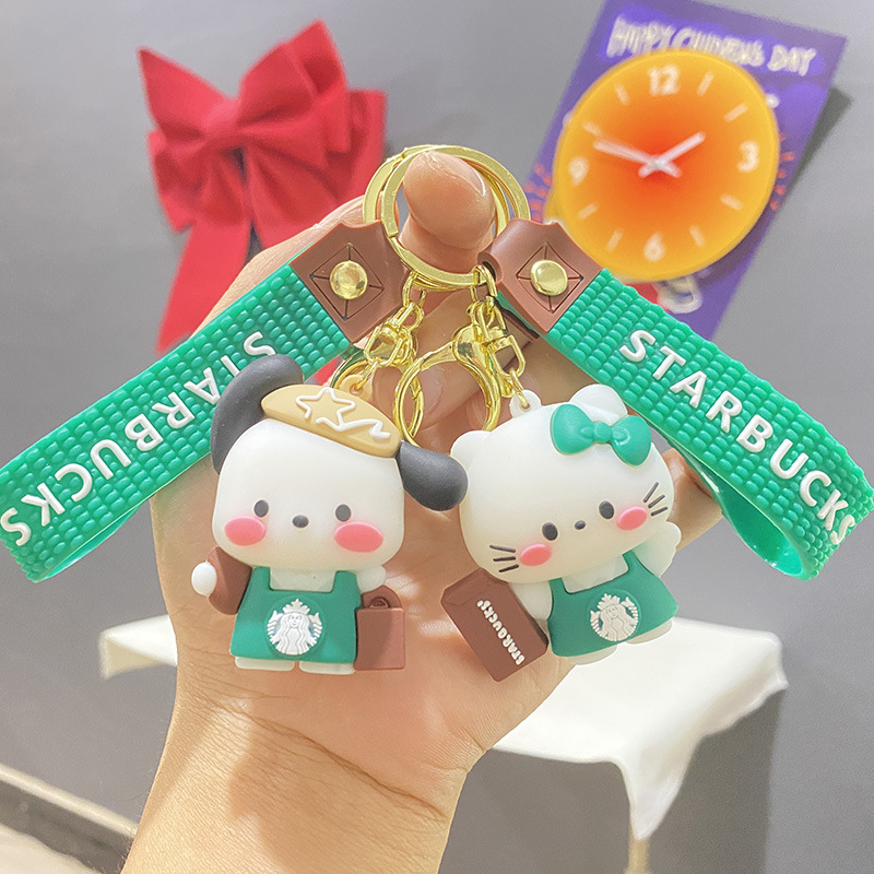 Sanrio, starbucks, Hello Kitty, милый брелок, аксессуар на рюкзак, подвеска, кукла, подарок на день рождения