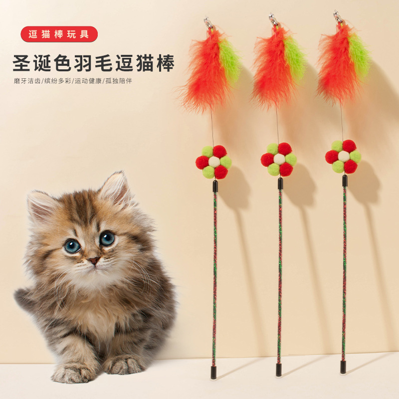 Новая рождественская стальная проволока Funbian Cat Cat, игрушки для кошек захватывают длинные стержни и дразнящие кошки, кошки, игрушки оптом