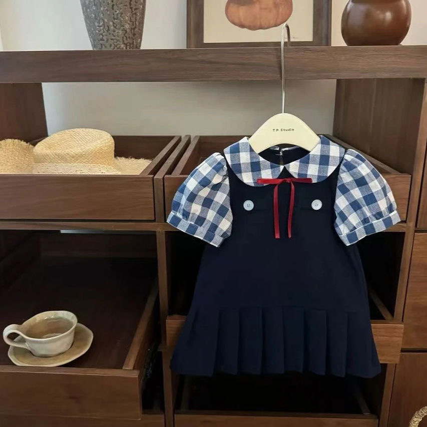 Комплект, платье для девочек, кукла, короткий рукав, в корейском стиле