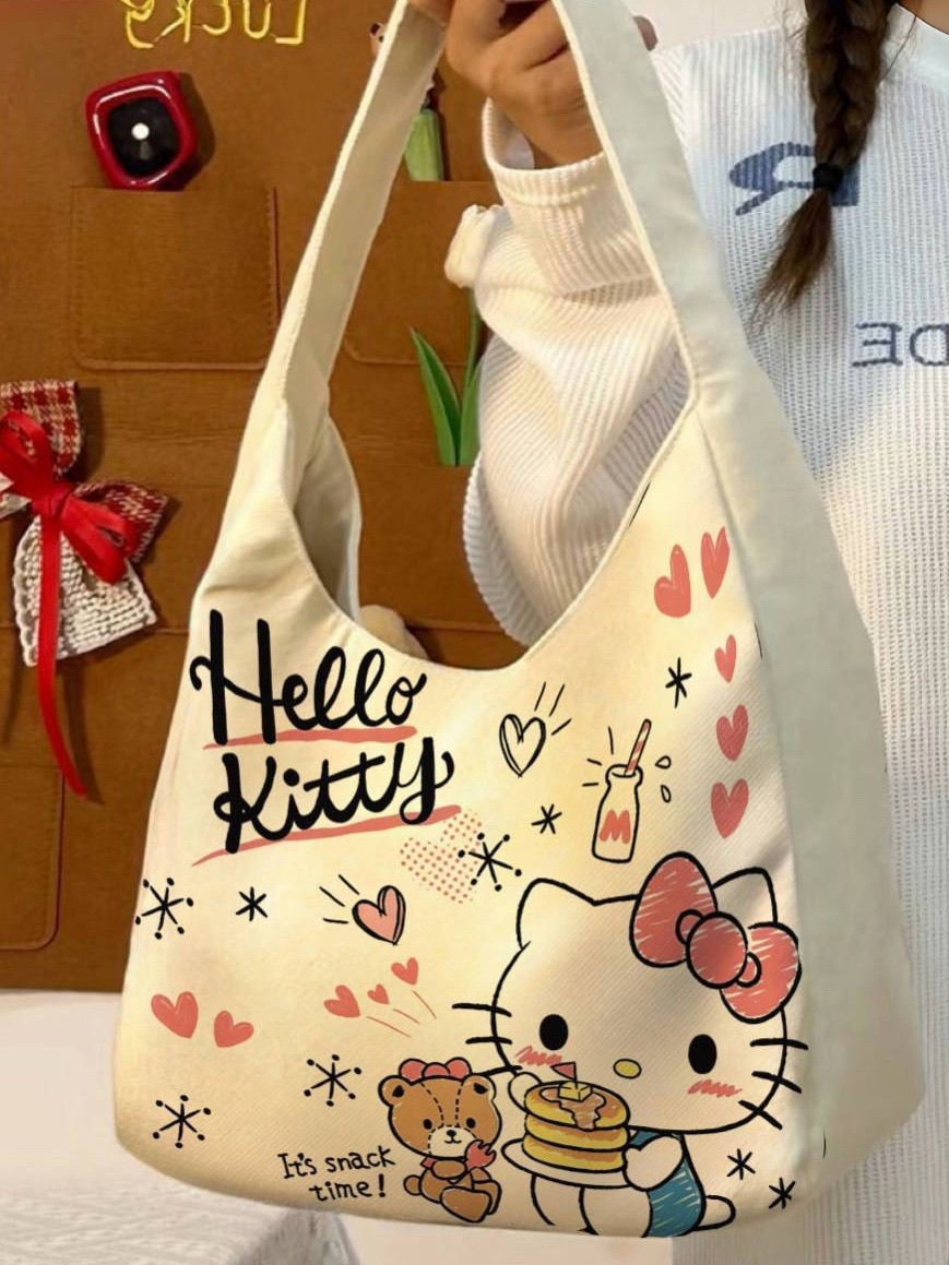 Hello Kitty, вместительная и большая сумка на одно плечо, шоппер для выхода на улицу, подарок на день рождения