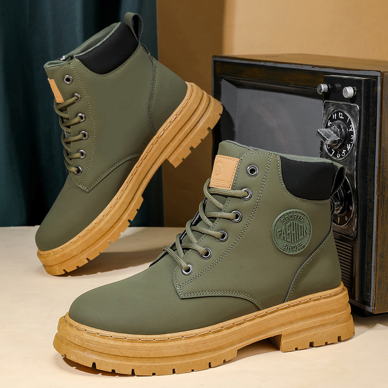 Martens, демисезонные универсальные нескользящие ботинки на платформе, короткие сапоги, в корейском стиле