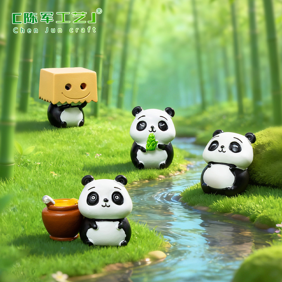 Новая серия Panda Micro -Landscape Gardener DIY ландшафтные аксессуары непослушные и прекрасные Eat Bamboo Panda Маленькие украшения