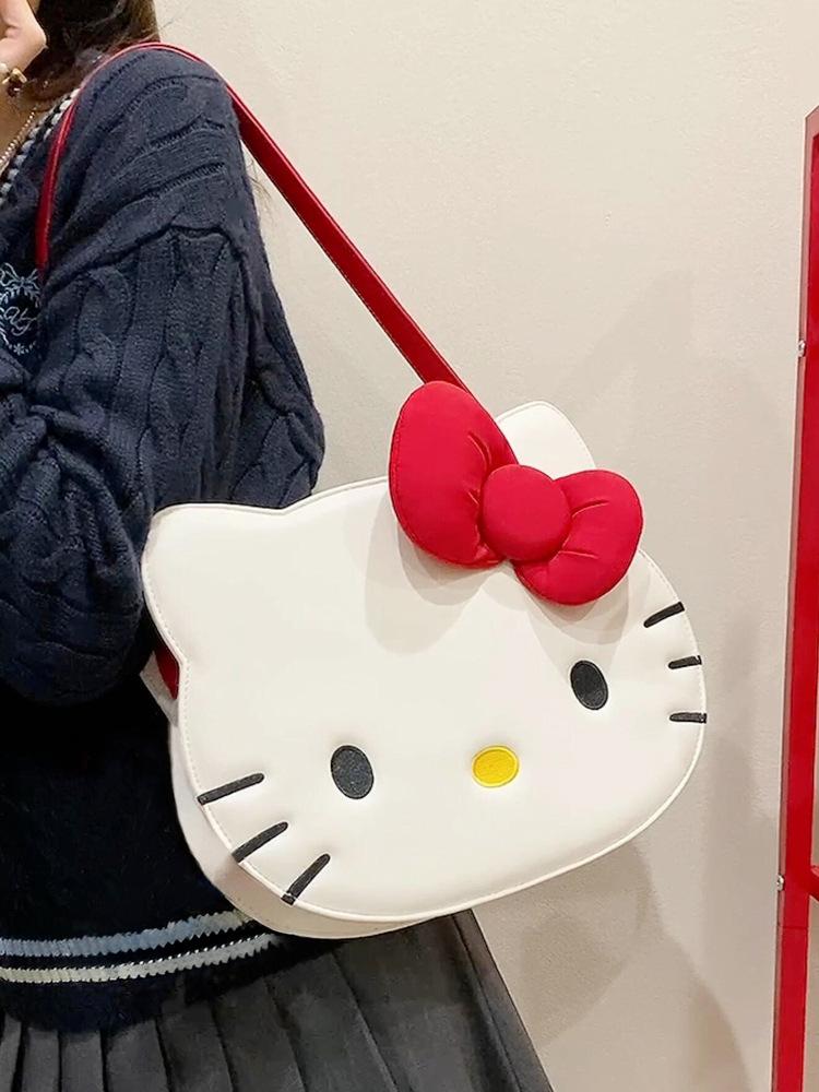 Hello kitty, сумка на одно плечо, мультяшный рюкзак, милый вместительный и большой картхолдер