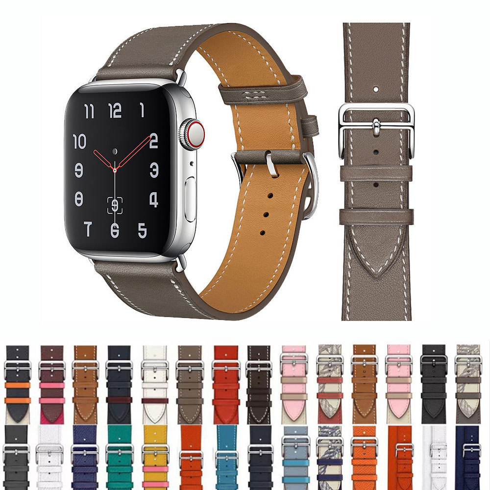 Применимо к Apple Apple Watch8, контрастный цвет Hermès Single Crossbone Iwatch 7 Кожаный браслет