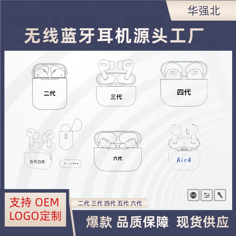 Huaqiangbei 2345 Generation Super Supere Superment ANC2 True Wireless 3air4J567 Bluetooth -гарнитура подходит для Apple