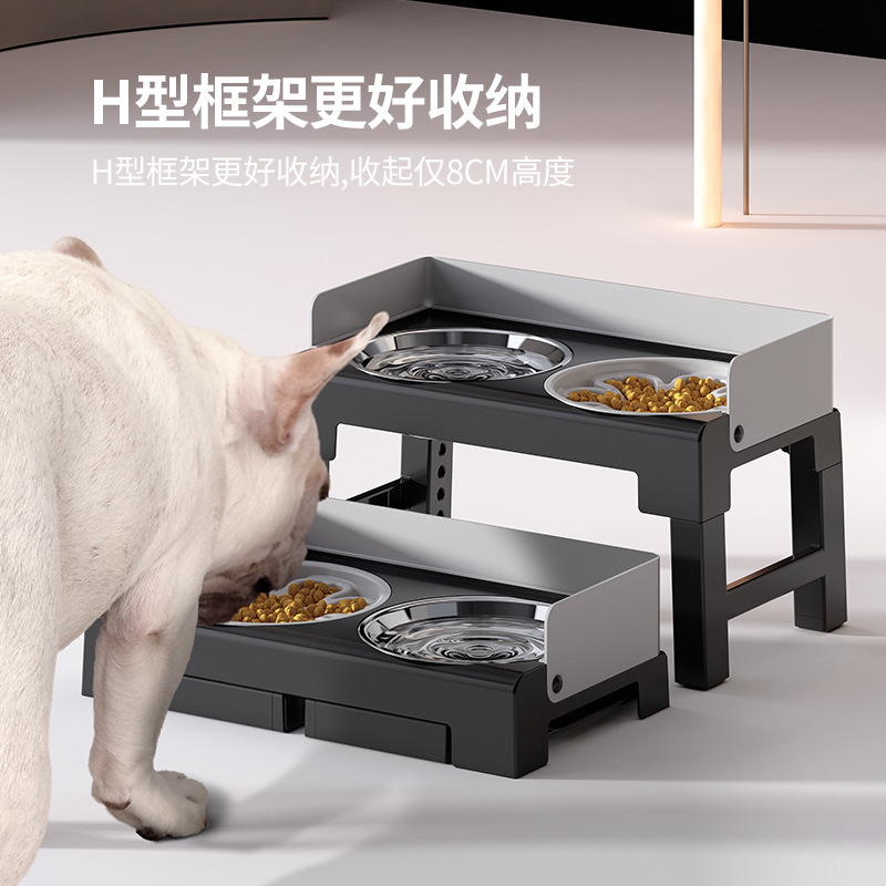 Cross -Workder Hot -Showing Pet Feed Splash -Splash -Проницаемое складывание чаши и поднятие миски для собак, чтобы защитить шею медленную собаку из нержавеющей стали двойной миски
