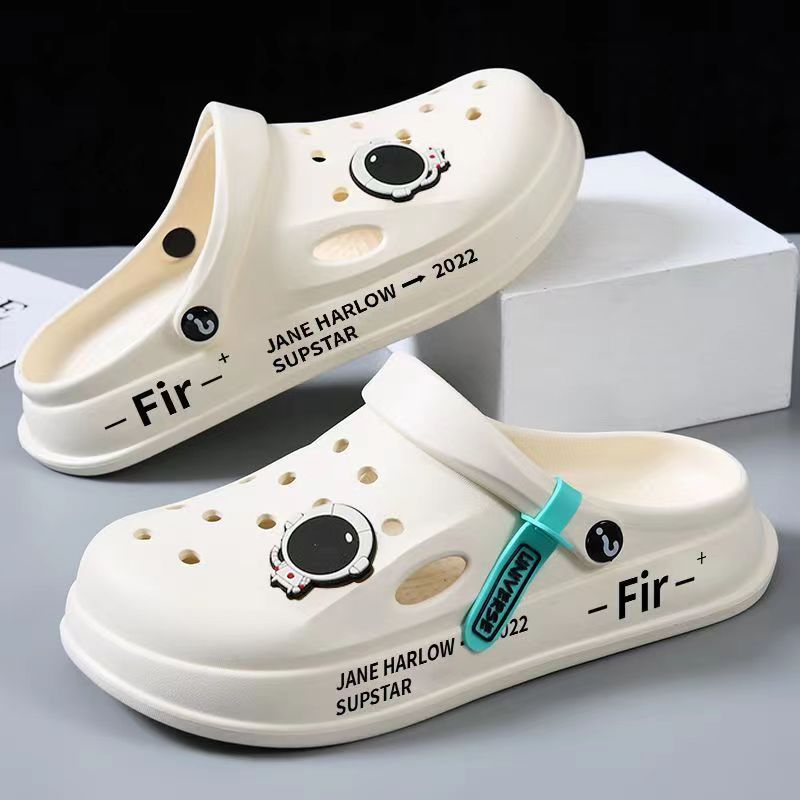 Мужские мужские тапочки, нескользящие пляжные тапочки в стиле Crocs на платформе для отдыха, коллекция 2023 года, подходят для носки на улице, в корейском стиле, мягкая подошва, закрытый носок