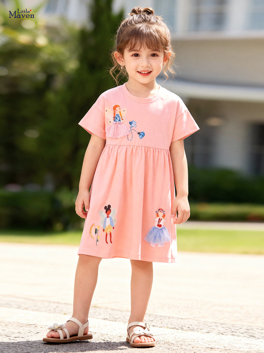 Little maven Мультяшное летнее милое детское платье, европейский стиль, короткий рукав