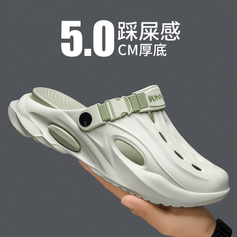 Мужские модные тапочки в стиле Crocs, нескользящая ультрамягкая спортивная сумка, пляжные босоножки, популярно в китайском TikTok, закрытый носок