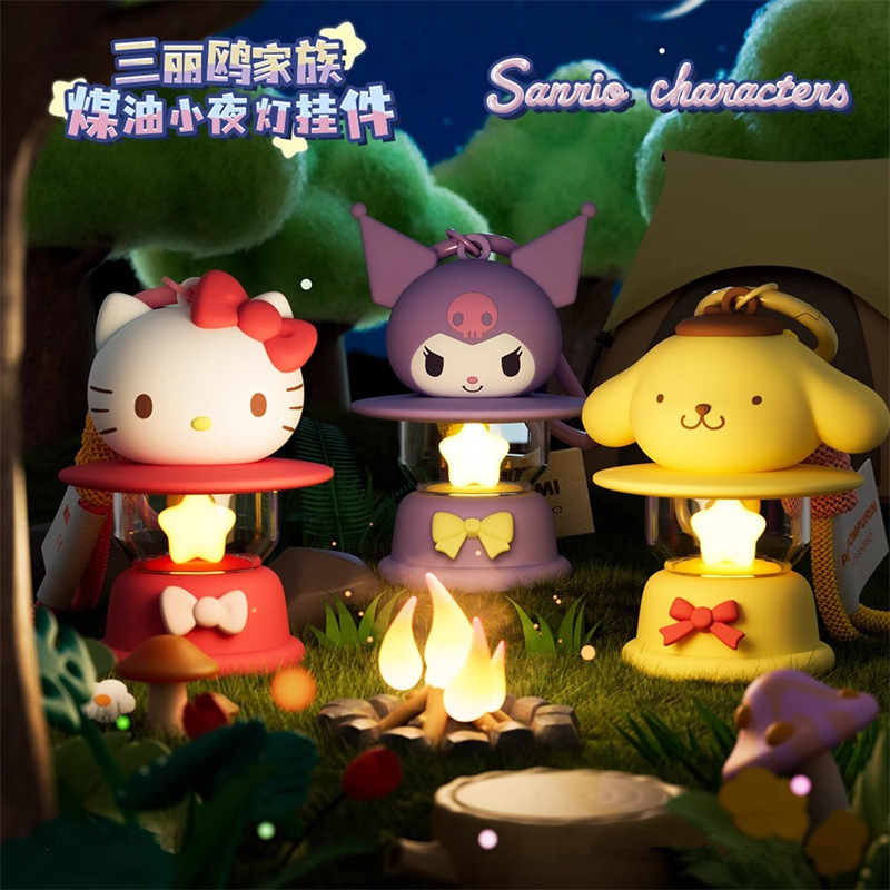 Sanrio, оригинальный мультяшный ночник на керосине, креативный милый брелок, школьный рюкзак, аксессуар на рюкзак, подвеска, подарок на день рождения