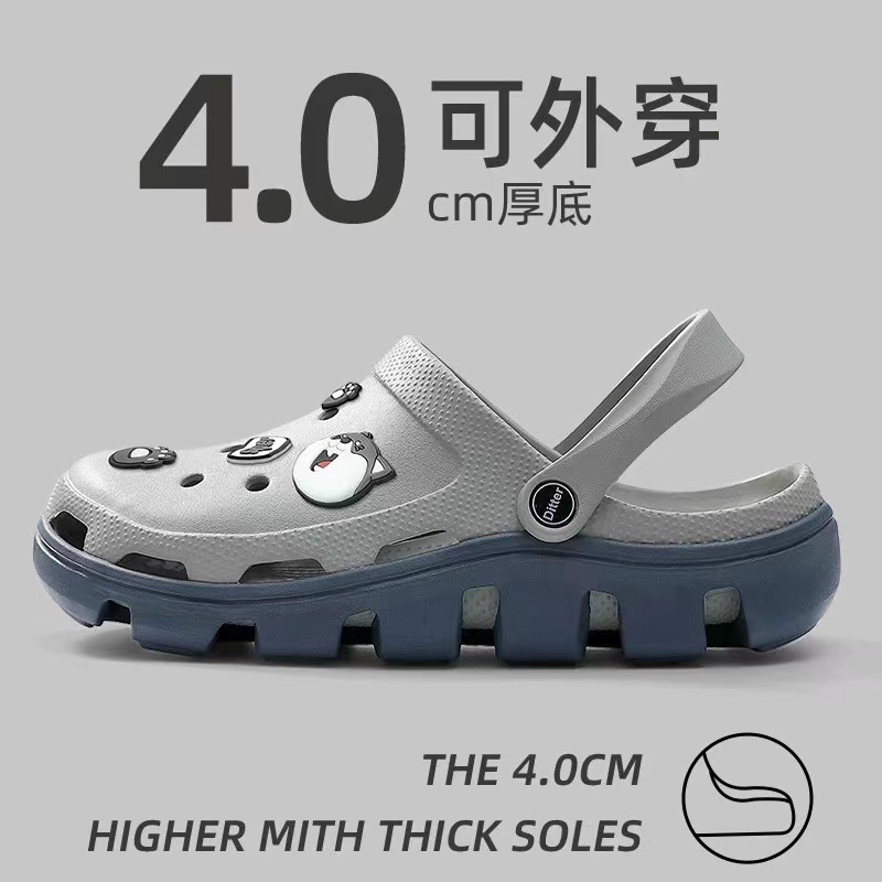 Летние модные тапочки в стиле Crocs, пляжная обувь, нескользящие босоножки, городской стиль, для влюбленных, закрытый носок, мягкая подошва