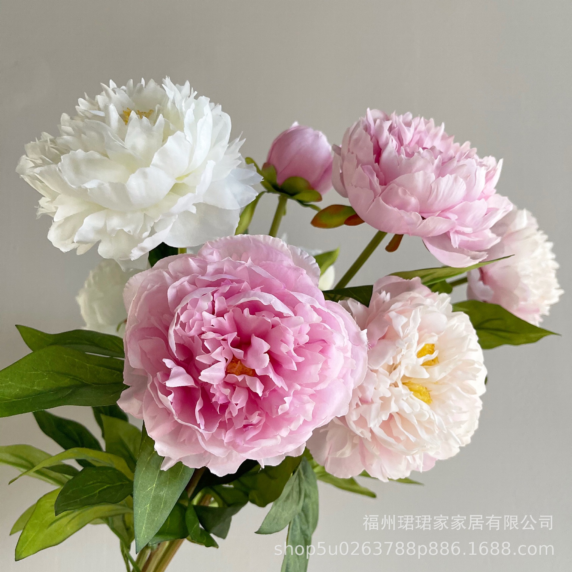 Экспорт высококачественных заводов Прямые продажи симуляция Peony 3 -Heded Peony Flower Home Модель модель Комната Обычно используемый цветочный материал