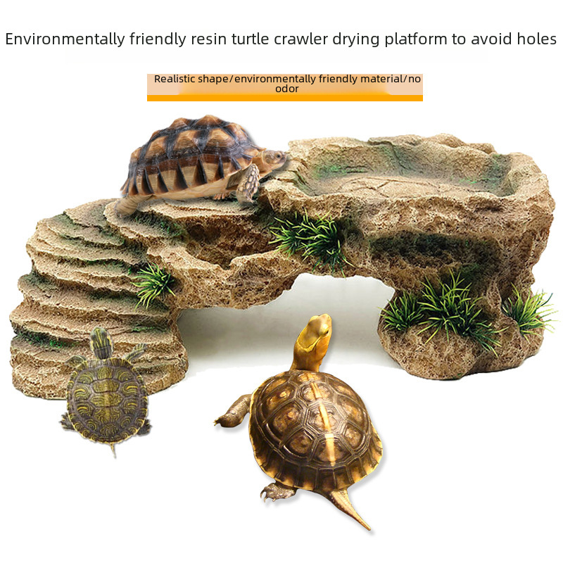 水族馆乌龟晒台爬台造景装饰树脂工艺品仿真石头爬虫用品鱼缸摆件