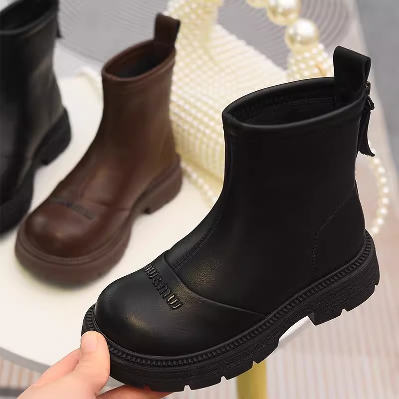 Martens, детские короткие сапоги из мягкой кожи, демисезонные утепленные челси