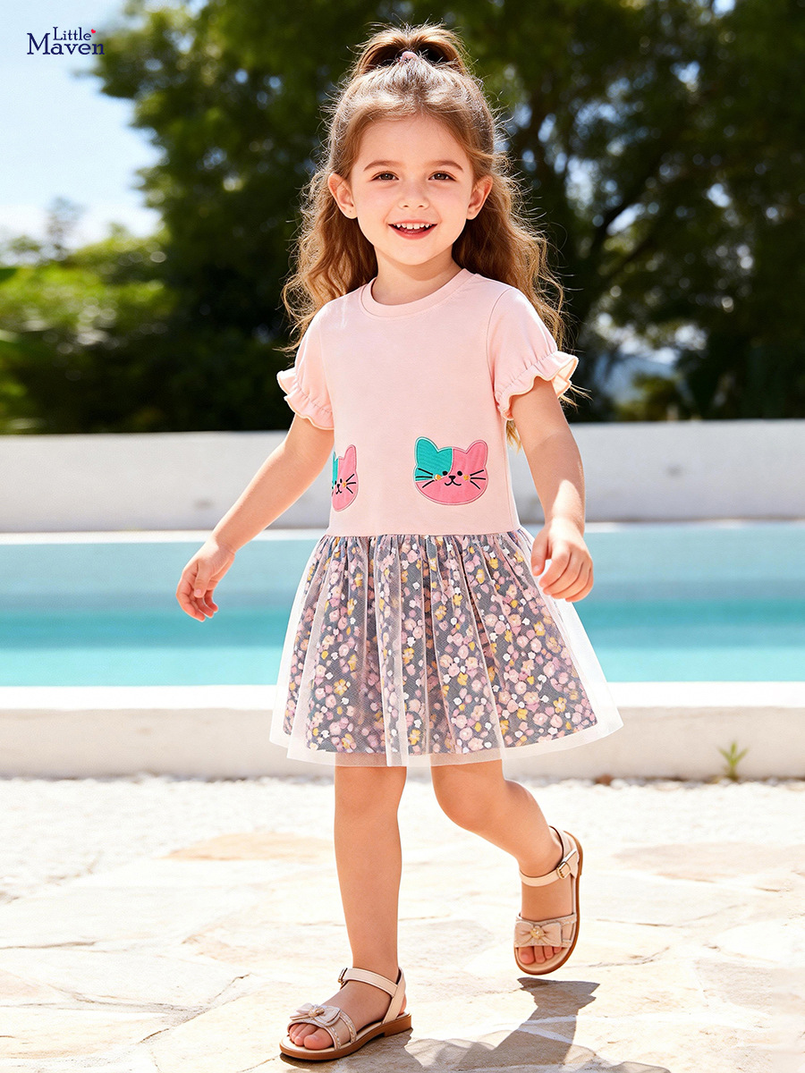 Little maven (Трансграничная торговля), (Оптовые продажи), летнее детское платье, европейский стиль