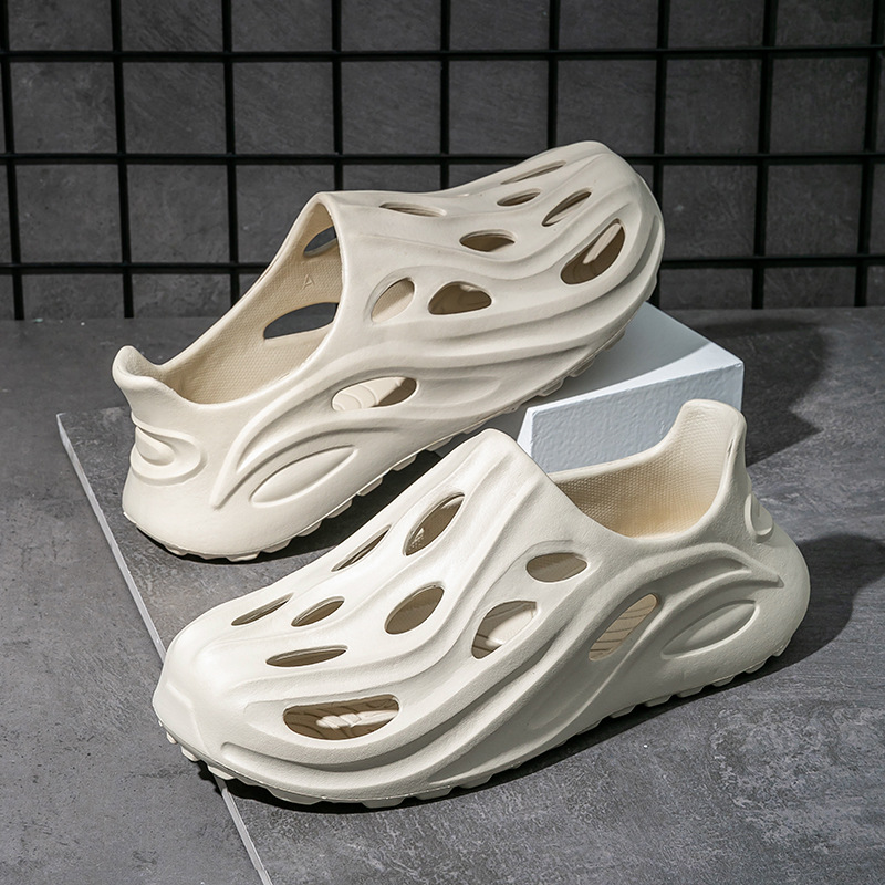 Мужские летние нескользящие тапочки в стиле Crocs на платформе, ультрамягкие спортивные дышащие пляжные босоножки, закрытые носок и пятка, подходят для носки на улице, для влюбленных