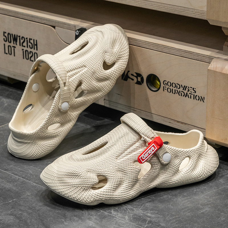 Летние тапочки в стиле Crocs, мужские мужские тапочки, нескользящая пляжная обувь, мюли, женские тапочки, подходят для носки на улице, закрытый носок