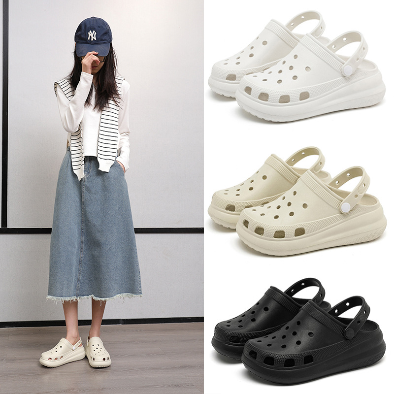 (Трансграничная торговля), ультрамягкие женские тапочки в стиле Crocs на платформе, женская пляжная обувь, босоножки, подходят для носки на улице, увеличивают рост