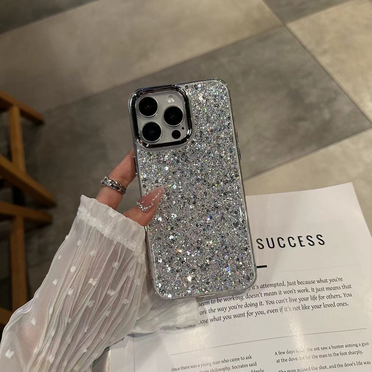 Apple, совместимый чехол для телефона, iPhone 15, блестки для ногтей, легкий роскошный стиль, iphone, новая коллекция, 15promax, изысканный стиль