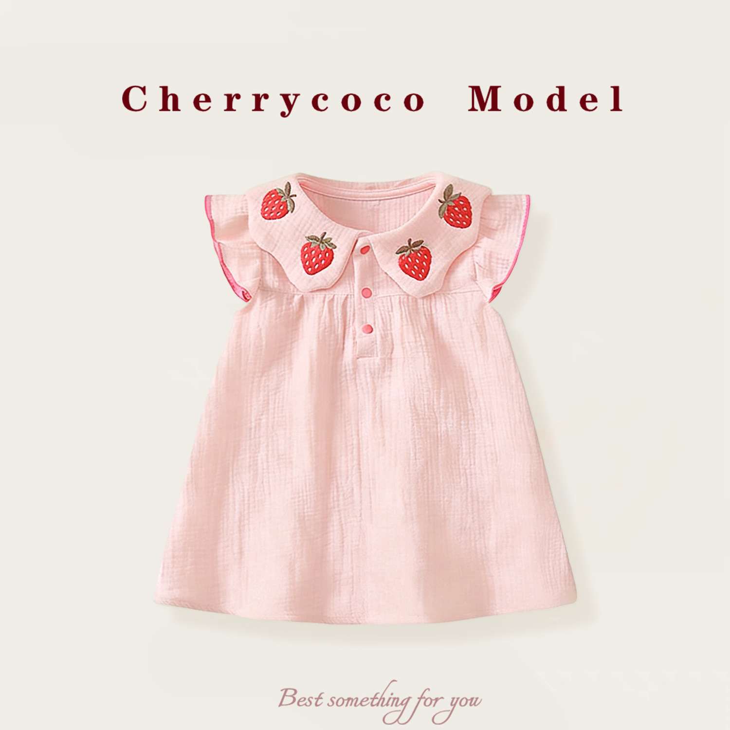 CHERRYCOCO Летнее платье, юбка, клубника для девочек, мягкий наряд маленькой принцессы, с вышивкой