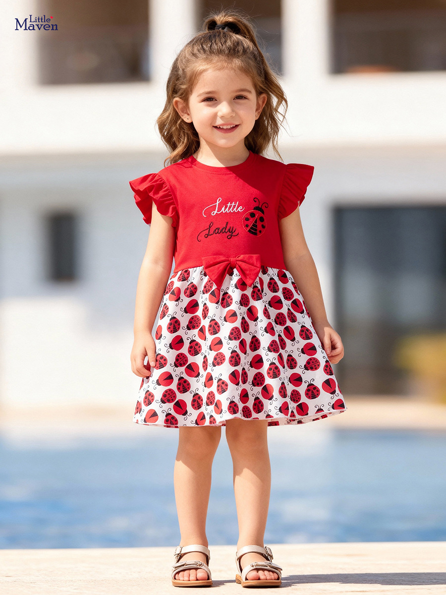 Little maven (Трансграничная торговля), (Оптовые продажи), летнее детское милое платье, европейский стиль