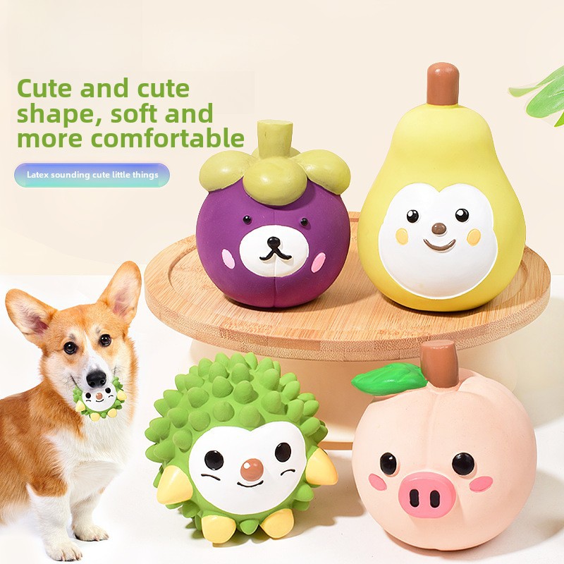 来派福 Креативная игрушка для собак с фруктами и животными, латексный звук, мультяшная персиковая свинья, дуриан, ежик, игрушка для домашних животных