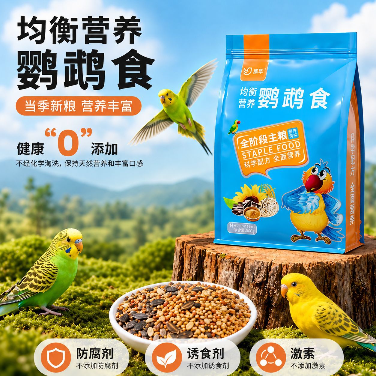 Попугающие птицы еда, Phoenix Tiger Peony Peony Parrot Feed Bird Food смешанного зерна Huangguzi Brucement Xiaomi Оптовые